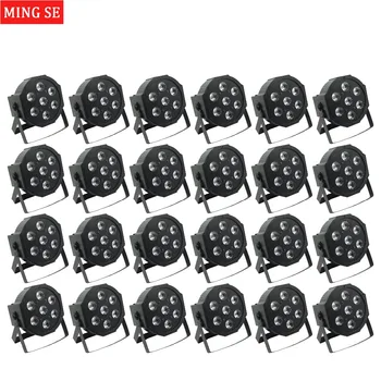 

24pcs/lots 25 Angle big lens 7x18W led Par lights RGBWA UV 6in1 flat par led dmx512 disco lights professional stage dj equipment