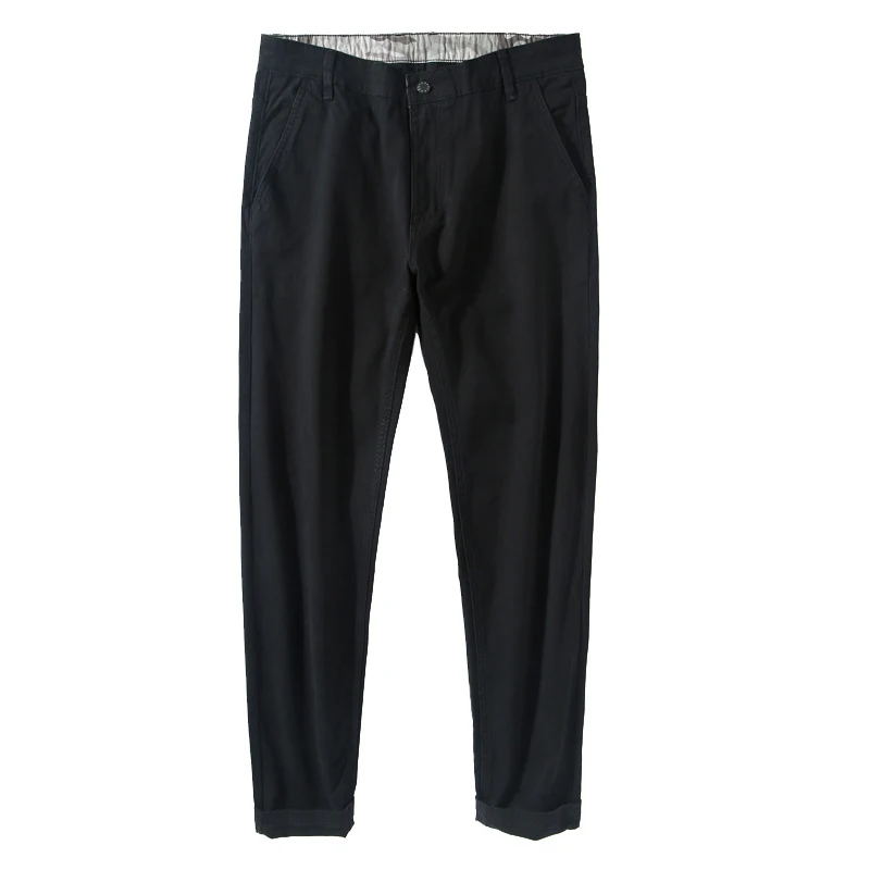 Men Casual Pants Mid Full Length Cotton Smart Flat Autumn Straight Plus Size 28-40 Solid Korean Style MCK002 | Мужская одежда