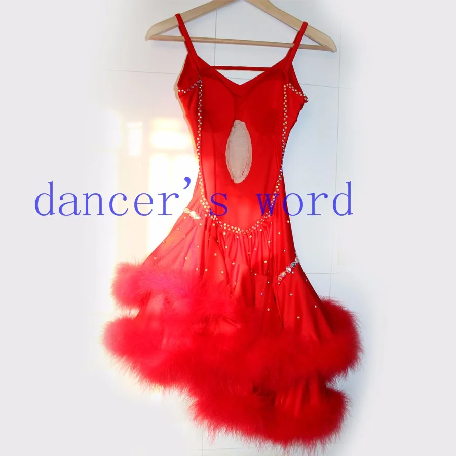 Стиль, костюм для латинских танцев, сексуальное платье для латинских танцев со стразами и перьями, женское платье для латинских танцев, платье для соревнований, S-4XL, F80