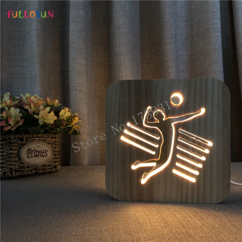 Volleyball Gift Nordic Lamp Wooden 3D Lamp Children's Christmas Creative Present Decoration Lights Volleyball Gift Nordic Lamp Wooden 3D Lamp Children's Christmas Creative Present Decoration Lights