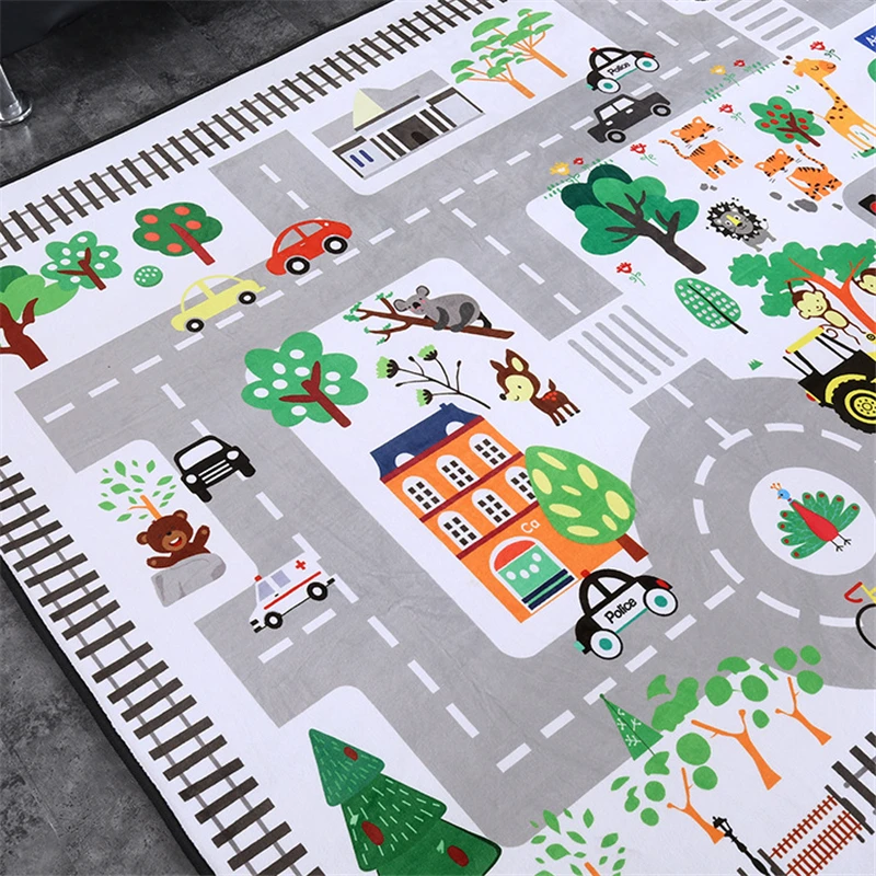 Padrão dos Desenhos Animados do Bebê Esteira de Jogo Sala de Crianças Decoração para Casa Animais Raposa Coelho Veados Criança Rastejando Cobertor Tapete Nórdico 195*145cm 4 Cheap Tapetes de jogo