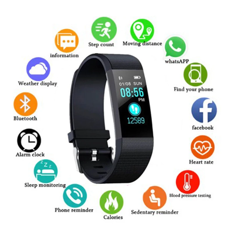 

Smart Bracelet ID115 Plus Sport Bluetooth Wristband Heart Rate Monitor Smart Watch Activity Fitness Bracelet Tracker Smart Band