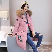 Big Fur Collar hooded down jacket 2017 new Winter Women padded Coat warm down cotton Parkas