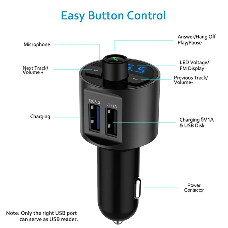 QC3.0 Car Charger Dual USB Charging Ports Hands Free Calling Bluetooth FM Transmitter Wireless Radio Adapter for iPhone X QC3.0 Car Charger Dual USB Charging Ports Hands Free Calling Bluetooth FM Transmitter Wireless Radio Adapter for iPhone X
