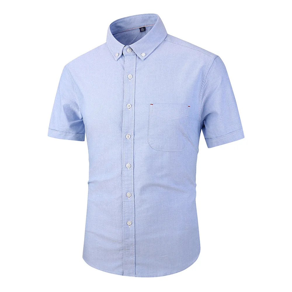 Повседневная рубашка мужские рубашки Новая Летняя мода Chemise Homme для мужчин однотонные рубашки рубашка с коротким рукавом мужская блузка нагрудный карман - Цвет: 3