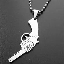 creative font b mens b font stainless steel gun pendant necklaces round bead chain font b