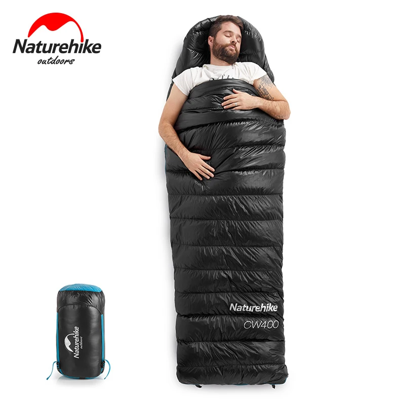 Naturehike CW400 новый дизайн с открытым закрытием белый гусиный пух спальный мешок