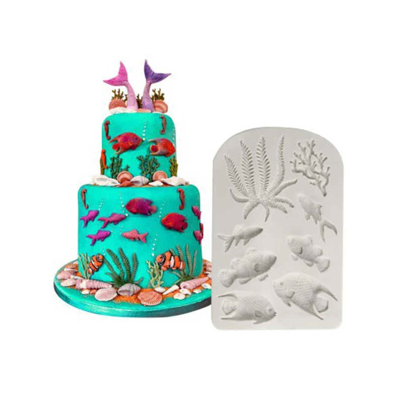 3D Sea Horse Shell Starfish Silicone Molds Fondant Chocolate Mold DIY Party Cake Decorating Tools Cupcake Candy Clay Mould