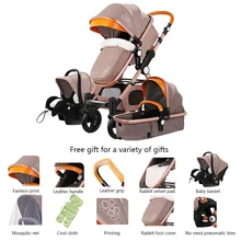 3 in 1 Baby Stroller High Landscape Stroller Folding Carriage Baby cart Newborn Stroller Leather stroller aluminium alloy tires baby stroller high landscape light portable folding newborn children simple baby child umbrella stroller