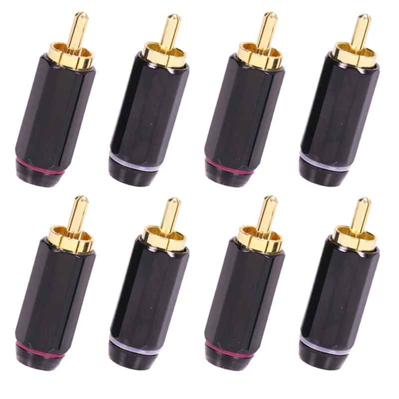 

2pcs/1pair RCA Connector Gold Plated Wire Connector RCA Male Plug High Quality Speaker Audio Adapter Red+White