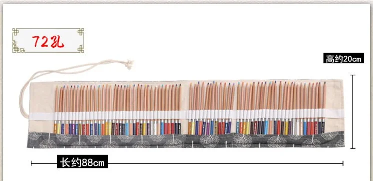 Чехол для карандашей, школьные принадлежности, сумка для ручек, 72 отверстия, художественный чехол, холщовая ручка, рулон, косметическая кисть, ручка, складские принадлежности для студентов