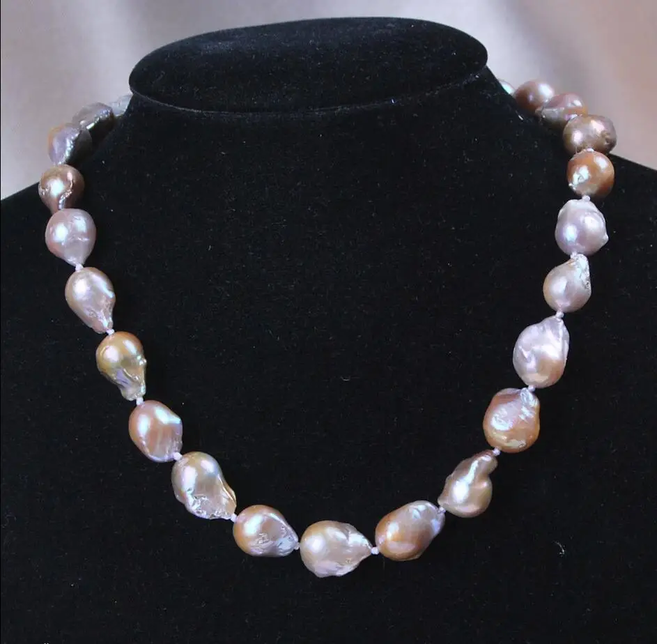 

Hot sale new Style >>>>>Genuine Rare 12-16mm South Baroque Lavender Pearl Necklace 18" Jewelry