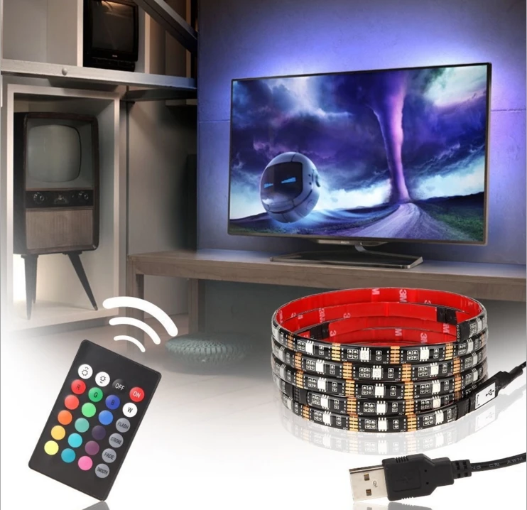 [Seven Neon] 5V USB Водонепроницаемая светодиодная лента 5050 RGB свет с 3/17/24/40/44 клавишами LED