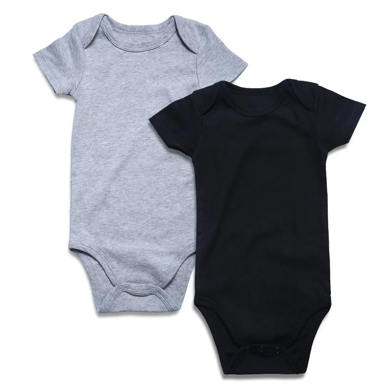 2PCSlot Baby Bodysuit 100% Cotton Newborn Baby Boy Girl Clothing Short Sleeve Black Jumpsuit Children Clothes Outfit Onesie-1