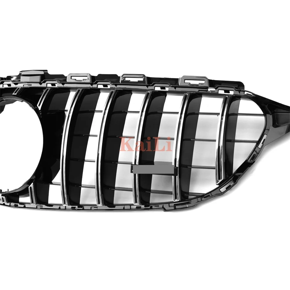 Серебряные гоночные грили Chrome GT для Mercedes Benz C Class W205 c200 c250 c300 2015 2018 решетка без