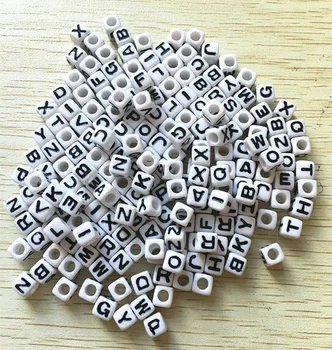 

wholesale Mixed Letter Beads (Choose size) White Acrylic Alphabet Beads Cube Letter Beads For Bracelet & Necklace(hole:4mm)