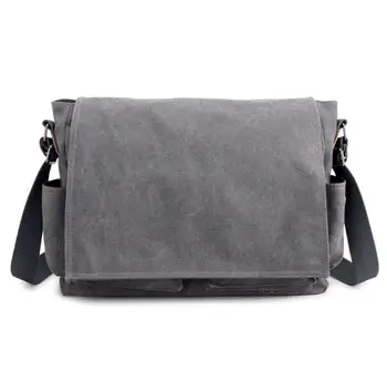 

Canvas bag men's bag solid color multi-functional cloth bag large capacity men's single shoulder computer bag