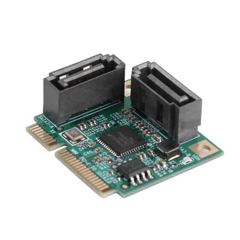 2 puertos de alta velocidad añadir en tarjetas Mini PCI-E PCI Express a SATA Cable 3,0 convertidor Tarjeta de extensión de disco duro los componentes de la computadora 2 puertos de alta velocidad añadir en tarjetas Mini PCI-E PCI Express a SATA Cable 3,0 convertidor Tarjeta de extensión de disco duro los componentes de la computadora