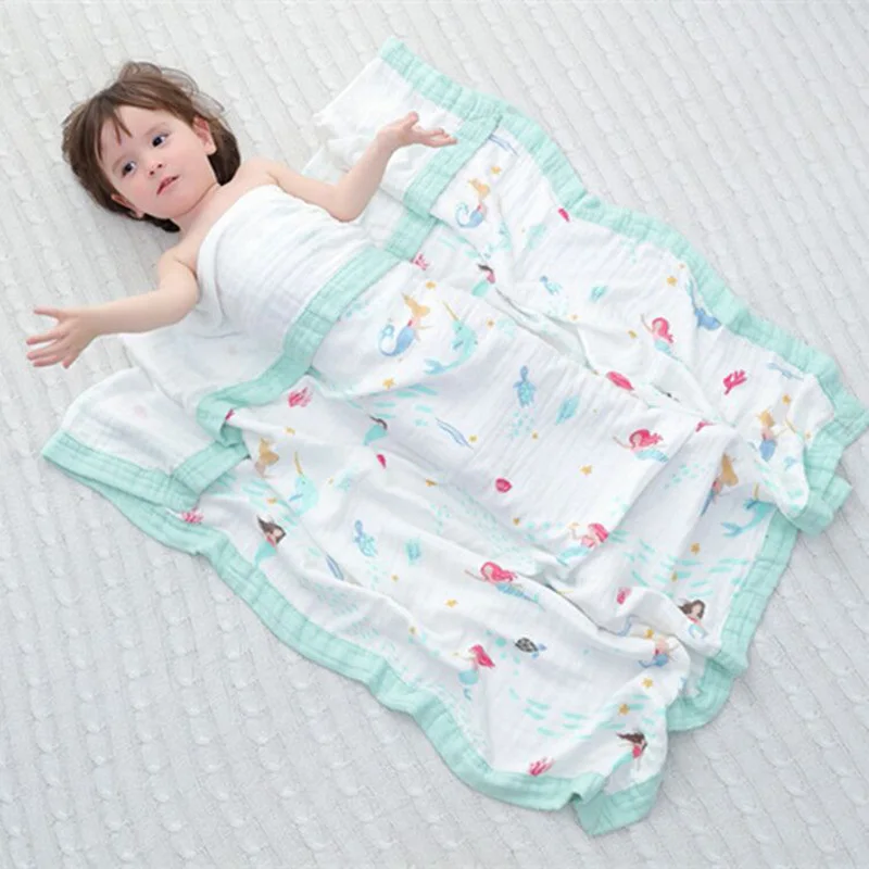 Bamboo Fiber Cotton Baby Muslin Swaddle For Infant Baby Bedding Sheet