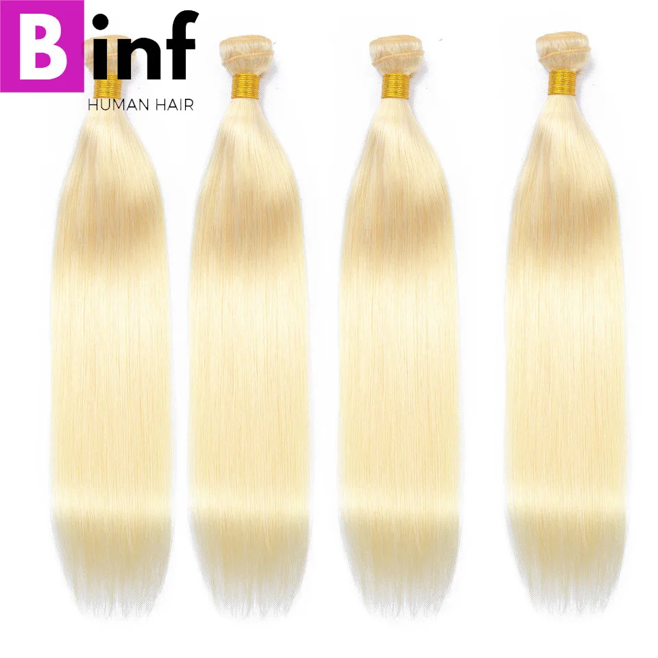 BINF Индийский прямые волосы Связки ткань 1/3/4 блондинка полный 613 Цвет не Реми 100% Пряди человеческих волос для наращивания 10-26 дюймов