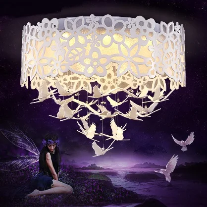 

White beautiful LED round crystal ceiling lights garden wedding room elegant Bedroom lamp warm romantic ceiling lamp