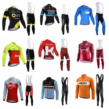 

2019 Cycling Winter Thermal Fleece jersey bib pants sets men Outdoor Long Sleeve Breathable MTB Clothes U32002