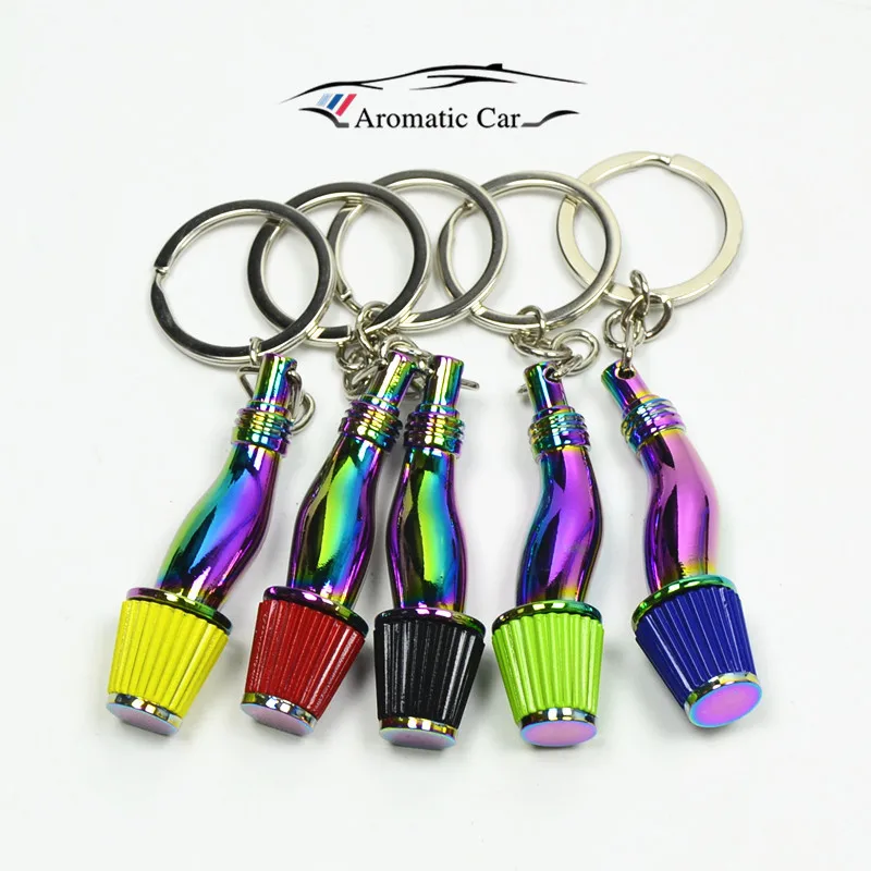 1PC Rainbow Car keychain Creative Intake manifold air filter Men and