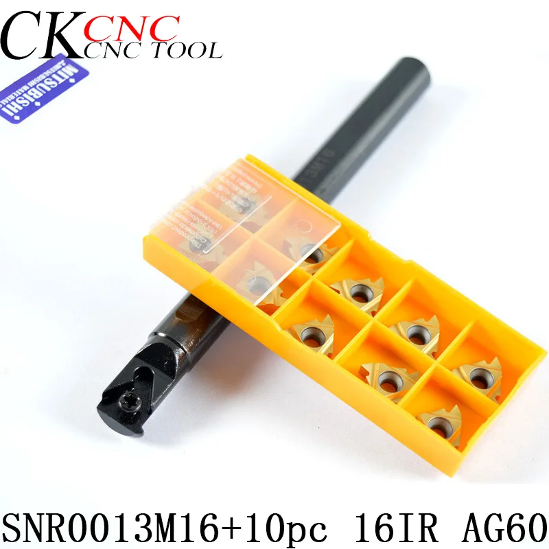 

1 Set SNR0013M16 CNC Tool Holder Boring Bar + 10pcs 16IR AG60 3/8" turning tools carbide insert with Wrench For Lathe Threading