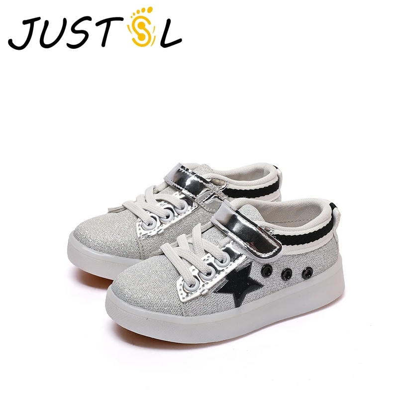 

JUSTSL 2017 autumn new children's sports shoes boys casual shoes girls LED light shoes kids glowing fashion sneakers