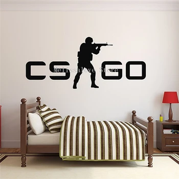 

3D Counter-Strike CS GO Logo Wall Stickers Game Emblem Vinyl Art Murals Vinilos Pardeds Home Decoration Removable YY389