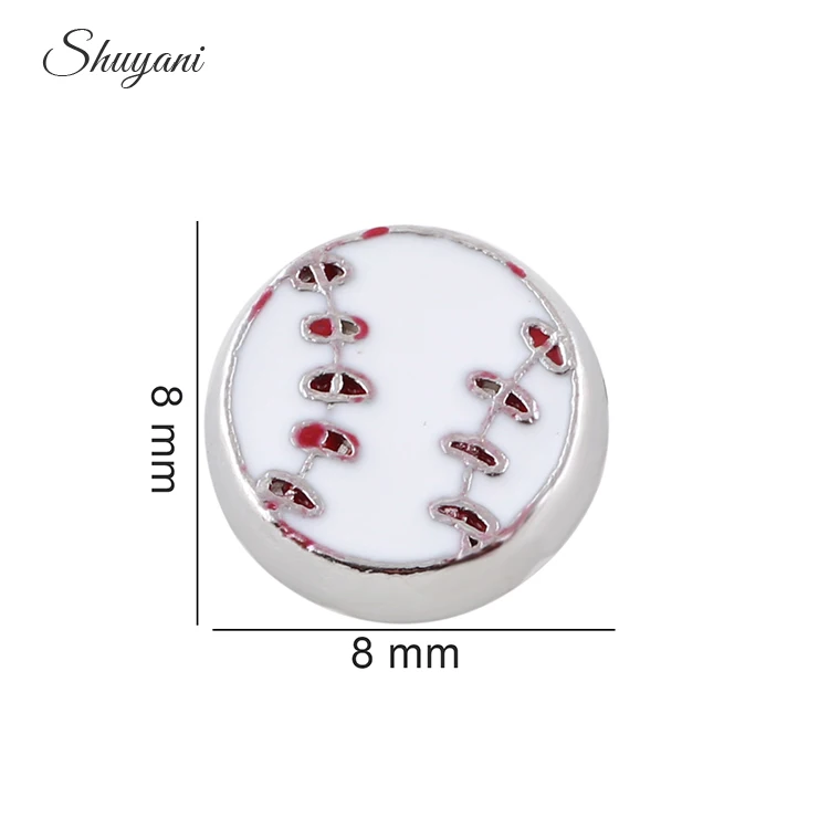 

8*8mm Baseball Ball Floating Locket Charms For Glass Locket DIY Accessories