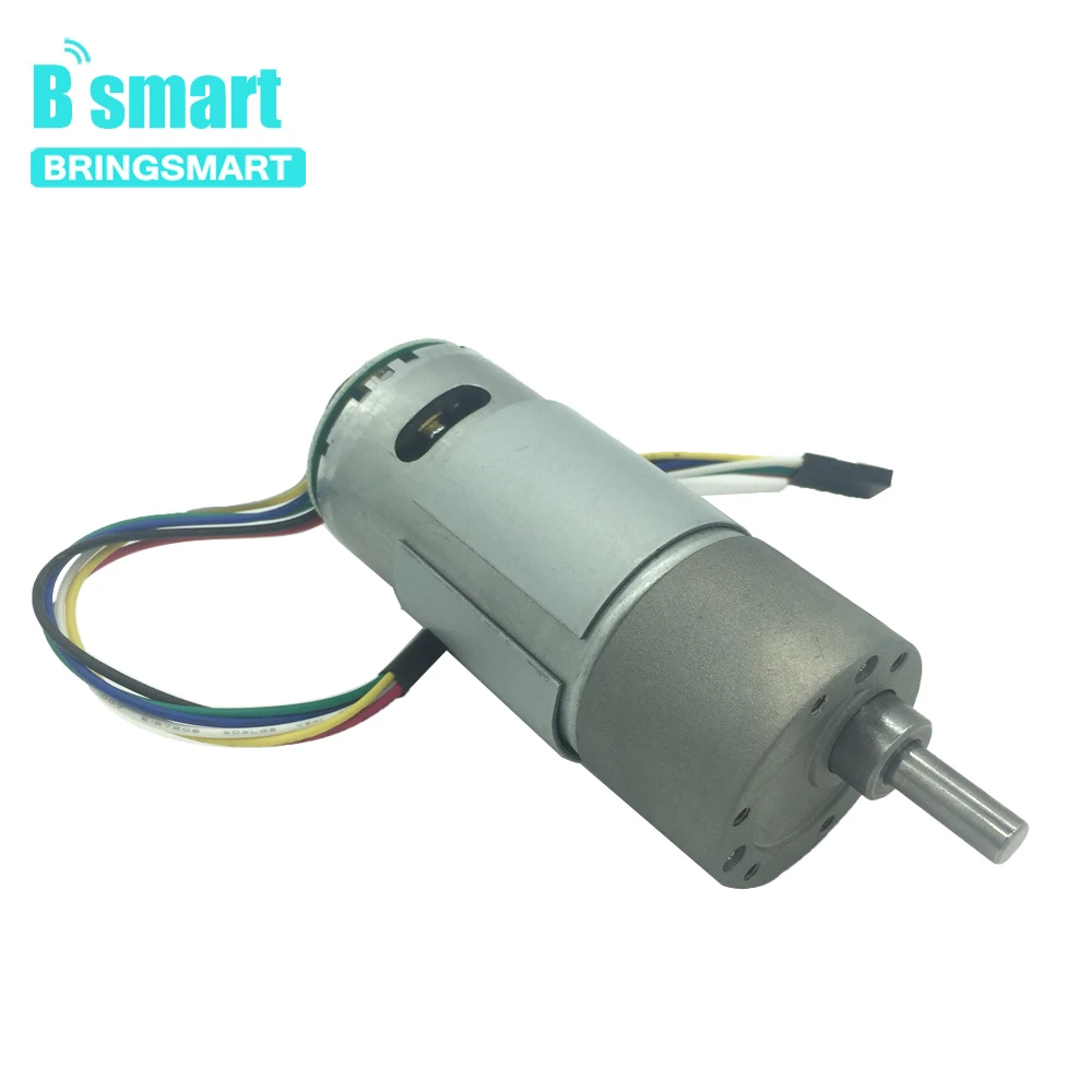 Bringsmart 12V DC мотор-редуктор кодер крутящий момент 2-60kg.cm контроль скорости Реверсивный D вал металлический редуктор автоматическое оборудование JGB37-555