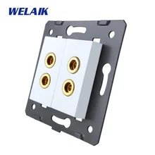 WELAIK EU-standard 2speaker-Socket DIY-Запчасти-настенный динамик-розетка без-стекло-панель A82SOW/B