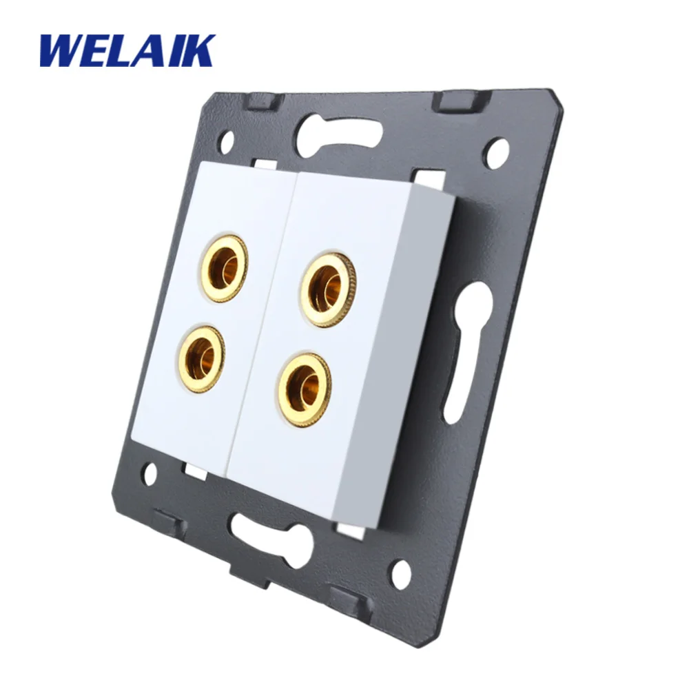 WELAIK EU Standard 2 speaker Socket DIY Parts White parts wall speaker