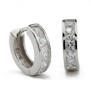 

100% 925 sterling silver fashion shiny crystal ladies`stud earrings jewelry Anti allergy women birthday gift wholesale cheap