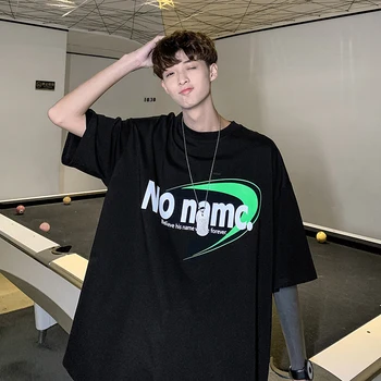 

Summer New T Shirt Men Fashion Letter Printing Casual O-neck Short-sleeved Tshirt Street Trend Wild Hip-hop Loose Cotton T-shirt