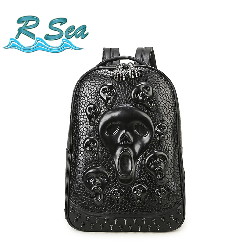 

14inch Laptop Bag Backpack men Fashion Skull Backpack New Trending Computer Travel waterproof Backpack Student Bags Fastshipping