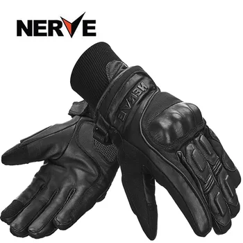 

NERVE Winter Warm Waterproof Motorcycle Gloves Windproof Locomotive riding knight protection Motorbike glove of Cowhide Leather