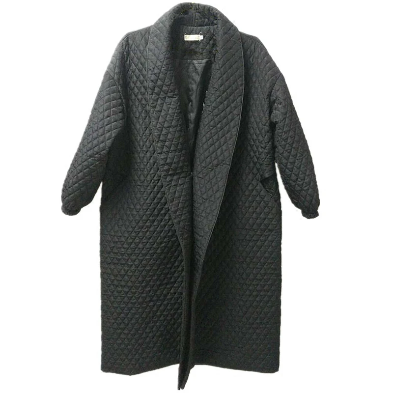 Осенне-зимняя женская однотонная Черная куртка с хлопковой подкладкой большого размера, женские длинные свободные парки, пуховая хлопковая куртка, пальто для женщин