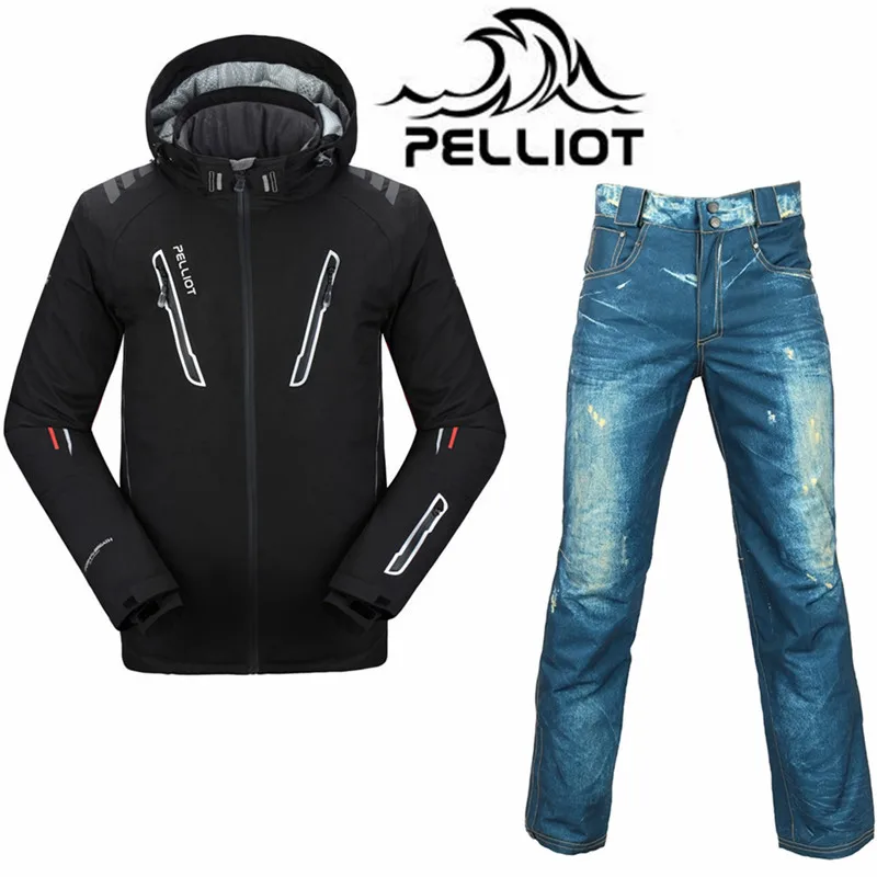 المهنية Pelliot بدلة تزلج الرجال على الجليد للماء سترة بناطيل تزلج سوبر الدافئة تنفس على الجليد الدعاوى في الهواء الطلق التزلج