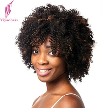 Yiyaobess 30cm Heat Resistant Highlights Brown Short Curly Wig For Black Women Synthetic Natural Afro Kinky Curly Hair цена Yiyaobess 30cm Heat Resistant Highlights Brown Short Curly Wig For Black Women Synthetic Natural Afro Kinky Curly Hair цены онлайн