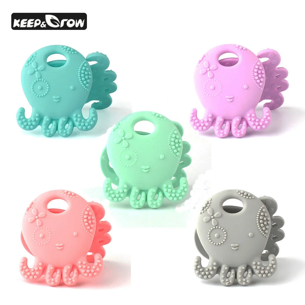 

10Pcs Octopus Jellyfish Baby Teether Cute Baby Nursing Soft Safe Silicone DIY Pacifier Pendant Teething Necklace Beads BPA Free