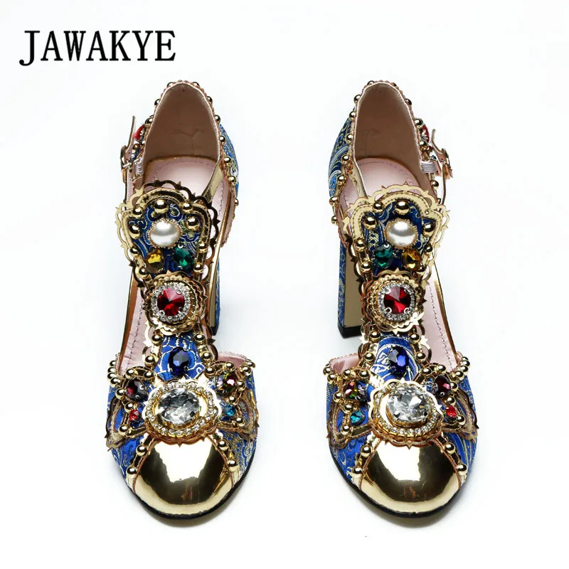 Handmade Diamond Gladiator Sandals Woman Metal Pointed Toe Flower Rhinestone Jewelled Embroidered High Heel Shoes Woman