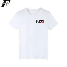 Mass Effect N7 LUCKYFRIDAYF 4xl de Manga Corta Camisetas de Algodón de Las Mujeres impresión y Niñas de La Camiseta Más El Tamaño de Mujer de Marca de Algodón Tee