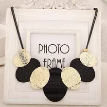 MINHIN колье ожерелье овальные металлические листы кулон колье Femme Bijoux женское массивное кожаное ожерелье s& Подвески