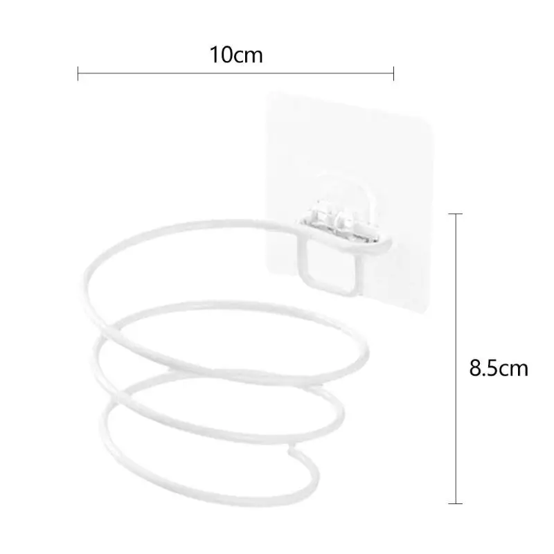 Железная настенная стойка для фена, органайзер, подставка для фена, настенный держатель для ванной комнаты, полка для хранения, держатель для фена - Цвет: Белый