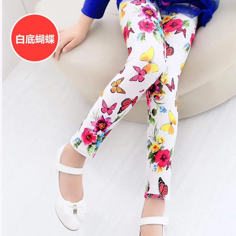 Hot New Spring Autumn Children Leggings Print Flower girls pants girls leggings