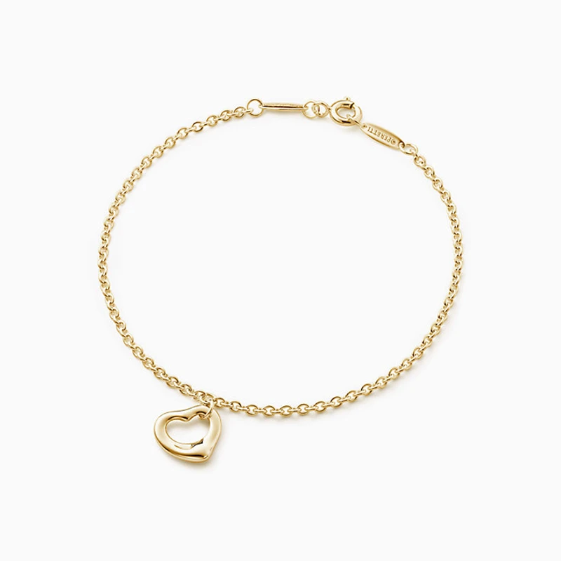 

SHINETUNG 1:1 Original TIFF Bracelet S925 Sterling Silver Bracelet Gold Open Heart Bracelet Woman Original Fashion Jewelry