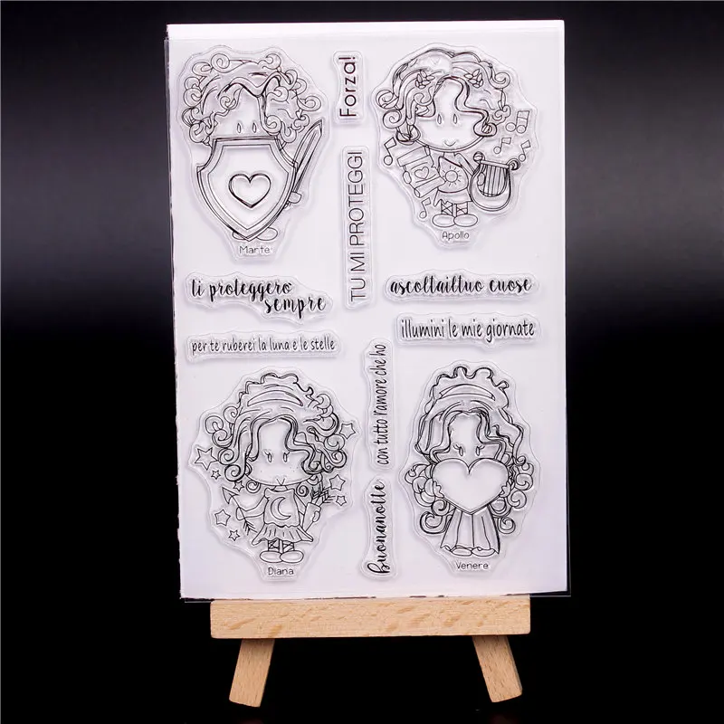 

Italian Word Transparent Clear Silicone Stamps for DIY Scrapbooking Card Making diy photo Roller album Decorative Cartoon
