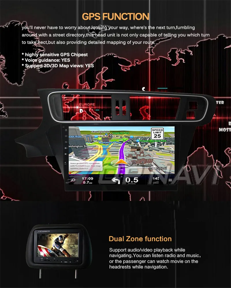 8 core 2g ram android  car radio gps For Citroen C3-XR 2014